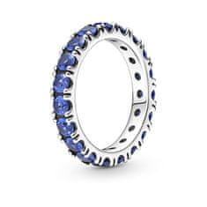 Pandora Trblietavý strieborný prsteň s modrými kryštálmi Eternity Timeless 190050C02 (Obvod 52 mm)
