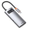 Metal Gleam HUB adaptér USB-C - USB-C PD 100W / HDMI 4K / 1x USB 3.2 / 1x USB 2.0, sivý
