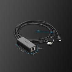Ugreen USB externý sieťový adaptér pre Chromecast + kábel 1m, čierny