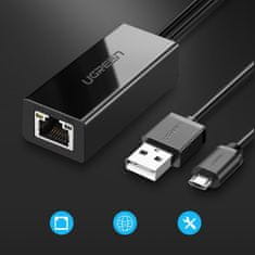 Ugreen USB externý sieťový adaptér pre Chromecast + kábel 1m, čierny