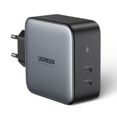 Ugreen Travel Wall sieťová nabíjačka 2x USB-C PD 100W, sivá