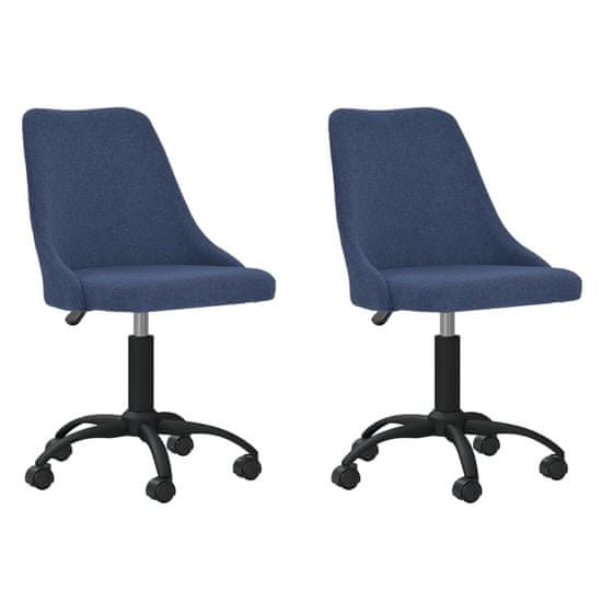 Vidaxl Otočné jedálenské stoličky 2 ks modré látkové