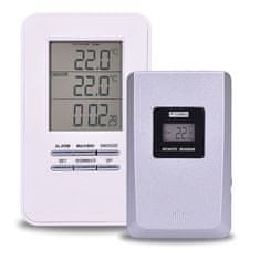 Solight bezdrôtový teplomer, teplota, čas, budík, biely, TE44