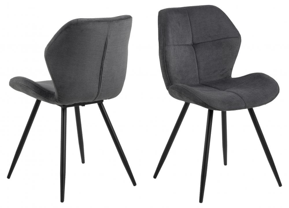 Design Scandinavia Jedálenská stolička Petri (SET 2 ks), antracitová