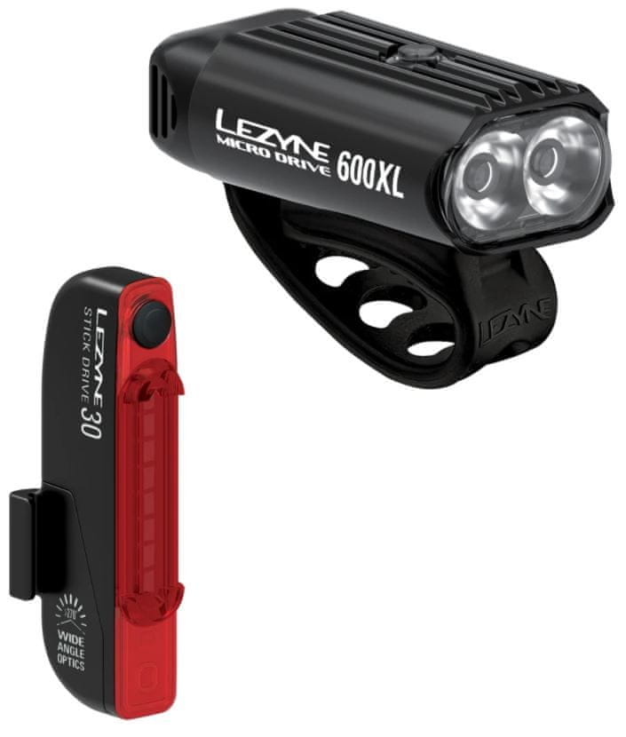 Lezyne Set svetiel na bicykel MICRO DRIVE 600XL / STICK PAIR BLACK