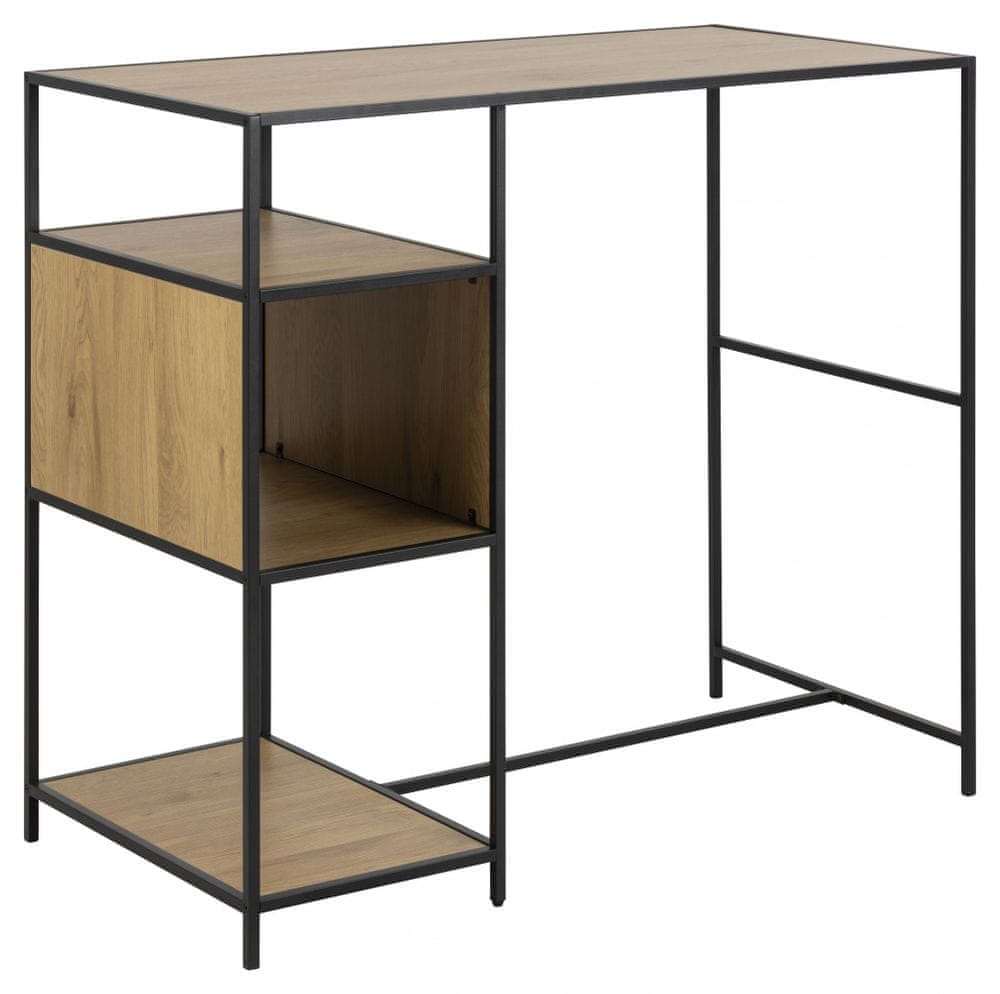 Design Scandinavia Barový stôl Seaford, 120 cm, dub / čierna