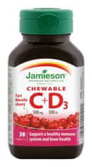Jamieson Vitamín C (500mg) +D3 (500iu) čerešňa 30 tabliet