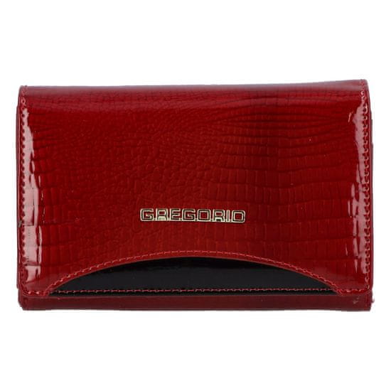 Gregorio Malá dámska kožená lakovaná peňaženka Lorus, červená/čierna