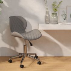 Vidaxl Otočná kancelárska stolička, svetlosivá, čalúnená zamatom