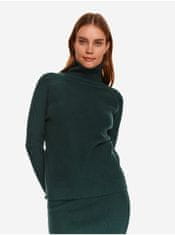 Top Secret Tmavozelený dámsky rebrovaný sveter so stojačikom TOP SECRET XL