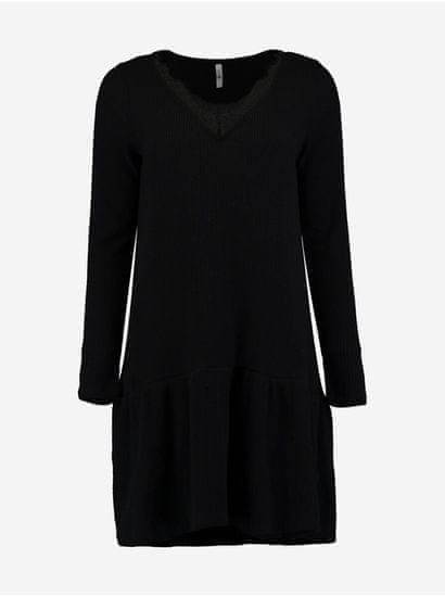 Haily´s Čierne svetrové šaty s krajkou Hailys Lacy
