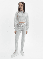 Calvin Klein Biela dámska vzorovaná cropped mikina s kapucňou Calvin Klein Jeans S