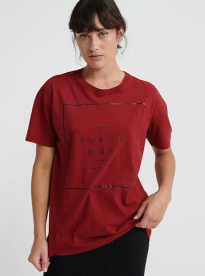 Superdry Červené dámske tričko s potlačou Superdry