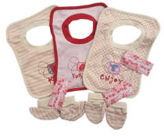 Unison Dievčenská dojčenská súprava Baby Kap (podbradníky, capáčky, rukavičky)