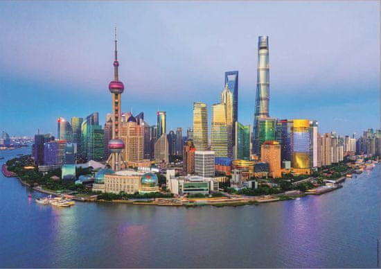 EDUCA Puzzle Panorama Šanghaja pri západe slnka 1000 dielikov