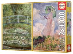 EDUCA Puzzle Jazierko s leknami + Žena so slnečníkom 2x1000 dielikov