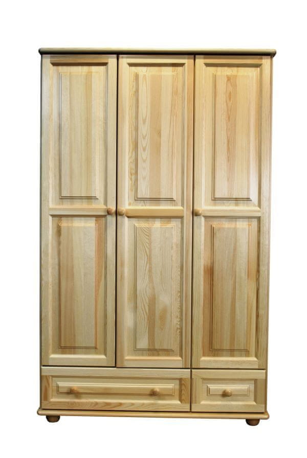 eoshop Šatníková skriňa 62 Klasik (Farba dreva: bezfarebný lak, Šírka: 120 cm)