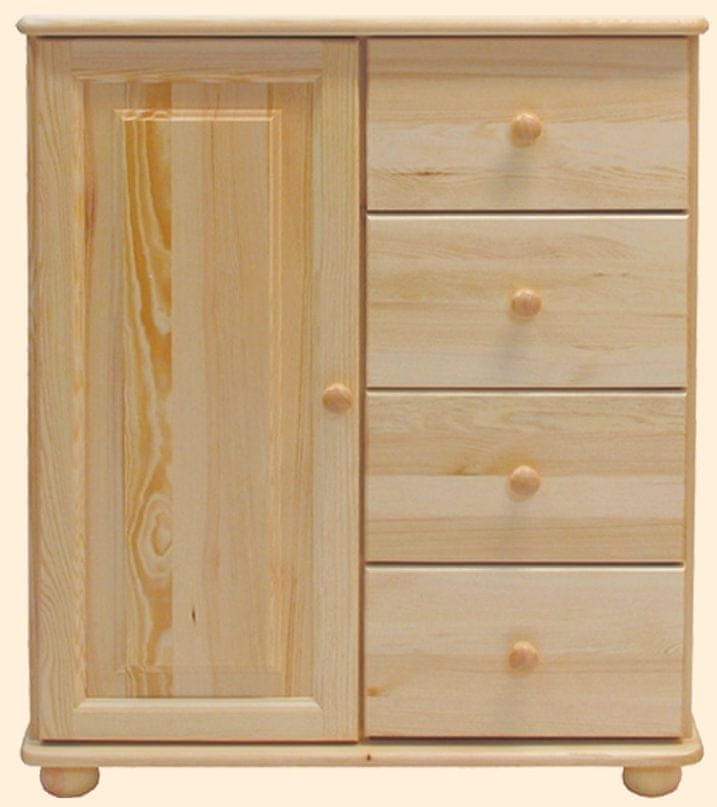 eoshop Komoda 48 Klasik masív borovice (Farba dreva: bezfarebný lak, Hubka: 42 cm, Šírka: 100 cm)