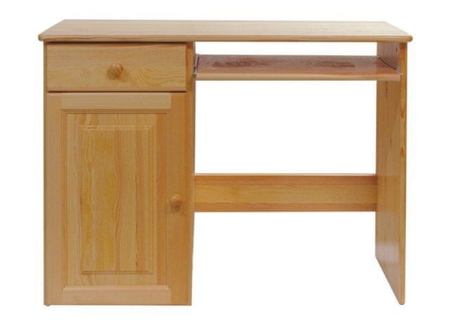 eoshop Písací stôl 105 Klasik masív borovice (Farba dreva: morenie dub, Úložný priestor: vľavo)