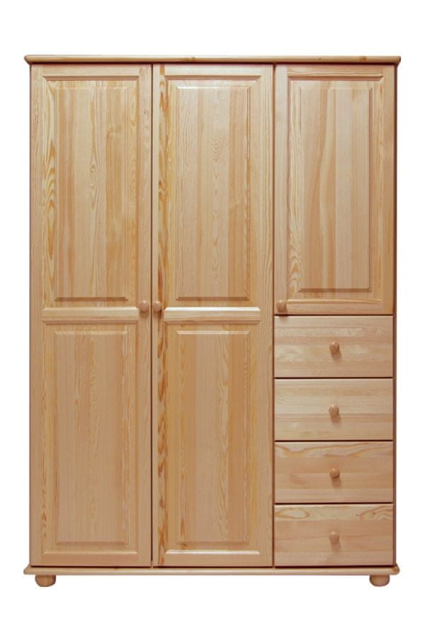 eoshop Šatníková skriňa 65A Klasik (Farba dreva: bezfarebný lak, Šírka: 120 cm)