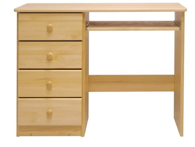 eoshop Písací stôl 103 Klasik masív borovice (Farba dreva: morenie jelša, Úložný priestor: vpravo)