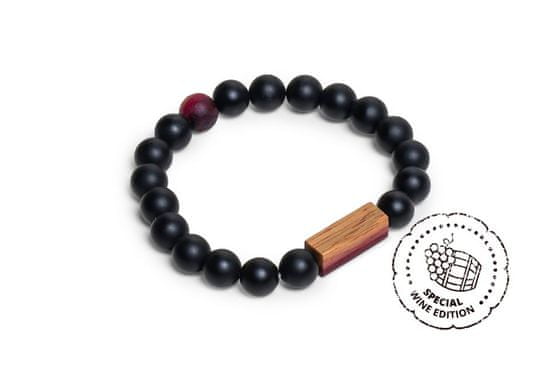 BeWooden unisex korálkový náramok Red Wine Bracelet XL = 19 - 20 cm čierny