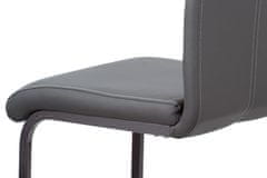Autronic jedálenská stolička, poťah sivá ekokoža, kovová pohupová podnož, šedý lak DCL-613 GREY