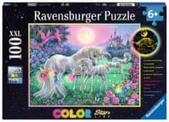 Ravensburger Svietiace puzzle Jednorožce za splnu XXL 100 dielikov