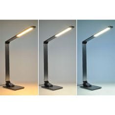 Solight LED stolný lampička stmievateľná, 10W, indukčné nabíjanie, zmena chromatickosti, hliník, šedý