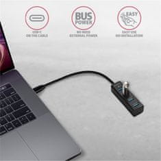 AXAGON MINI hub USB-C 3.2 Gen1 - 4xUSB-A, 5Gbit/s, OTG, 20cm, čierna