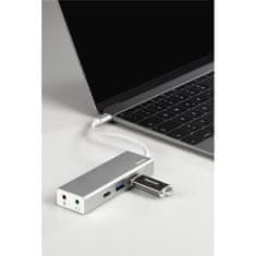 HAMA HUB USB-C 3.1 Gen 1 - 2xUSB-A, USB-C, 3.5mm audio, strieborná