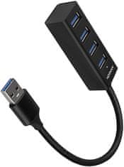 AXAGON MINI hub USB-A 3.2 Gen1 - 4xUSB-A, 5Gbit/s, OTG, 20cm, čierna