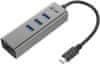 USB C Metal 3 port HUB Gigabit Ethernet 1x USB C na RJ-45 3x USB 3.0 LED