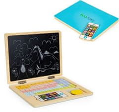 EcoToys Drevený notebook s magnetickým monitorom - modrý 