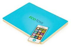 EcoToys Drevený notebook s magnetickým monitorom - modrý 