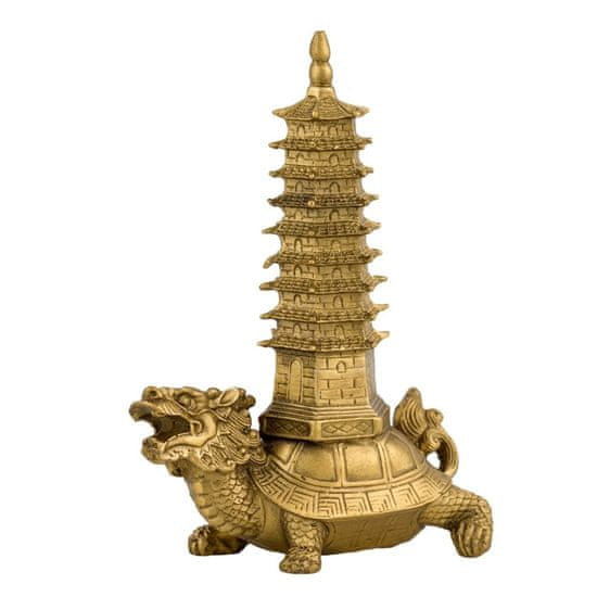 Feng shui Harmony Mosadzná dračia korytnačka Pagoda