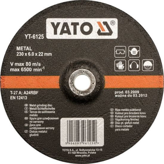YATO Yato Brúsny kotúč na kov 125X6,0X22Mm 6124