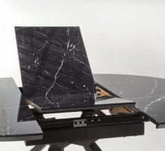 Halmar Okrúhly rozkladací jedálenský stôl Vertigo - čierny mramor / čierna