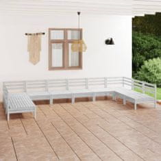 Vidaxl 10-dielna záhradná sedacia súprava biela borovicové drevo