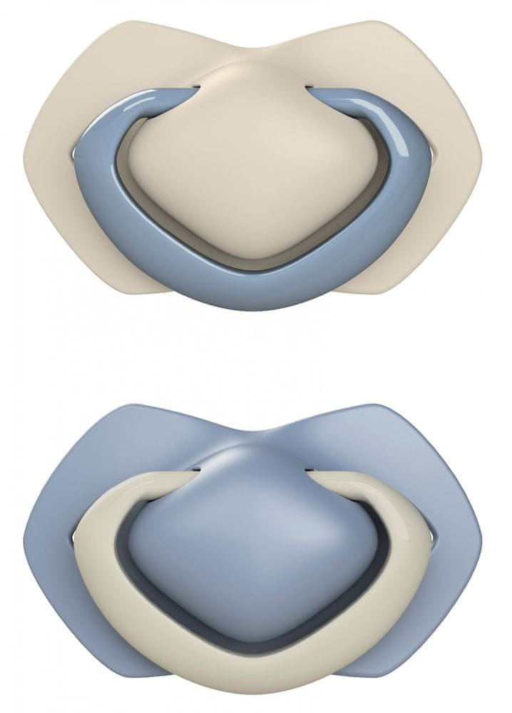Canpol babies Set symetrických silikónových cumlíkov 6-18m PURE COLOR modrý