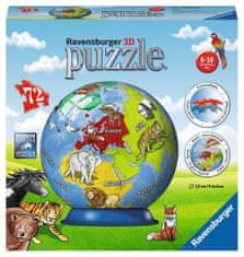 Ravensburger Puzzleball Detský glóbus so zvieratami (anglický) 72 dielikov