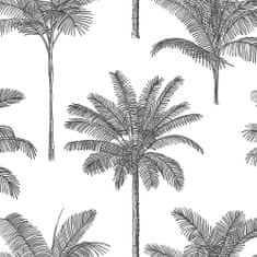 Esta 139162, Vliesová čiernobiela tapeta s palmami, rozmery 0,53 x 10,05 m