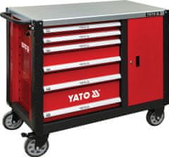 YATO  Skrinka dielenská pojazdná 6 zásuviek +zatváracie skriňa červená