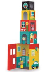 Petit collage Veža z 1-2-3 kociek domčeky s postavičkami