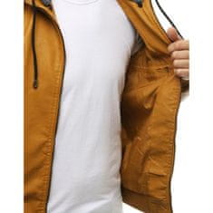 Dstreet Pánska bunda kožená s kapucňou karamelová tx3455 tx3455 3XL