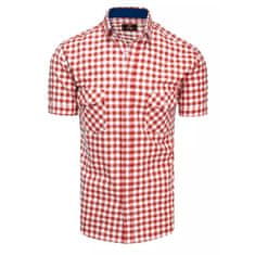 Dstreet Pánska košeľa s krátkym rukávom kockovaná bielo červená kx0954 M