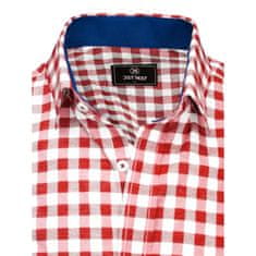 Dstreet Pánska košeľa s krátkym rukávom kockovaná bielo červená kx0954 M