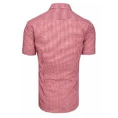 Dstreet Pánska košeľa s krátkym rukávom kockovaná bielo červená kx0957 M