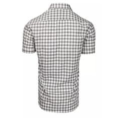 Dstreet Pánska kockovaná košeľa s krátkym rukávom Off-White kx0959 M
