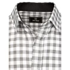 Dstreet Pánska kockovaná košeľa s krátkym rukávom Off-White kx0959 M